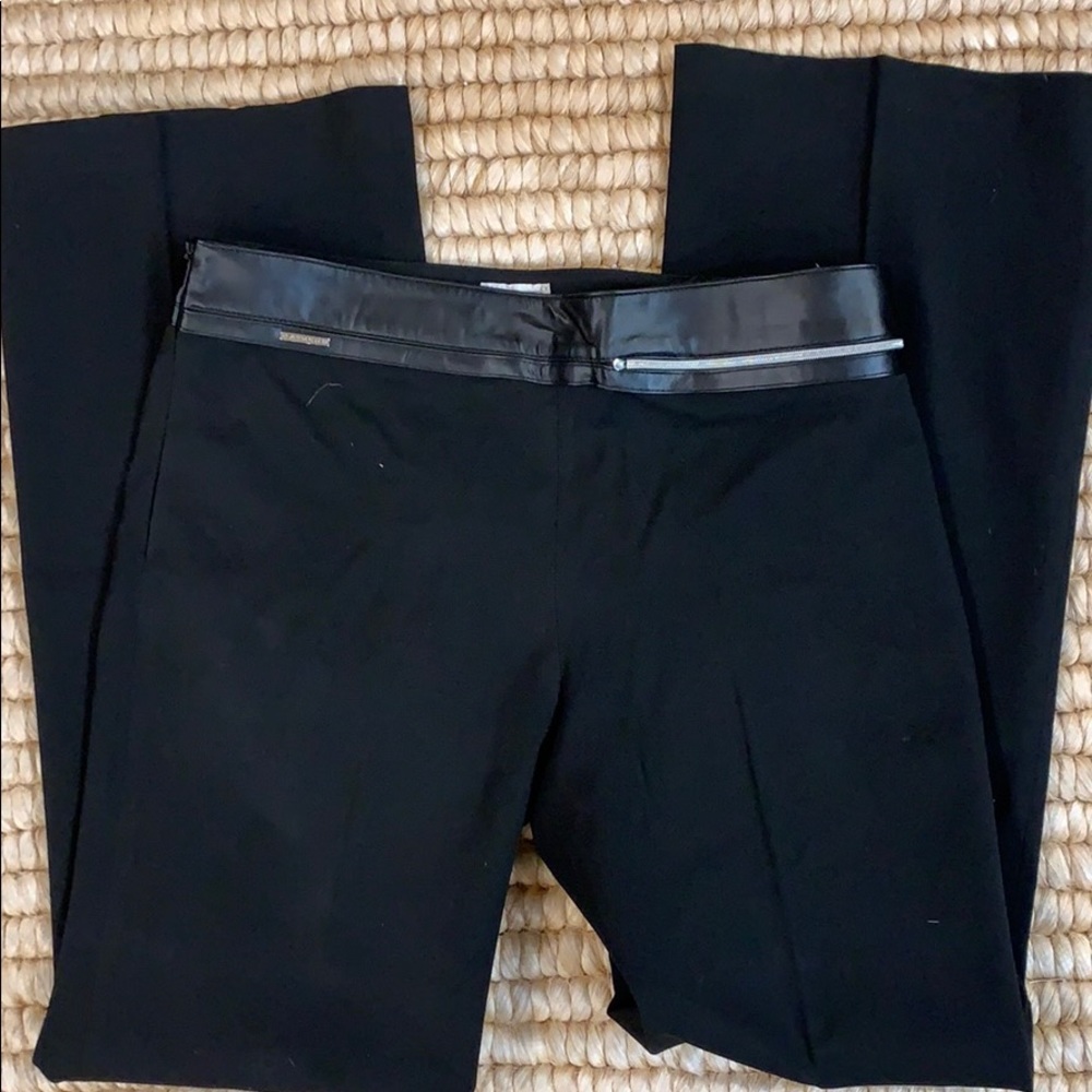 Absolu Cotton Blend leather belt bootleg pants 46